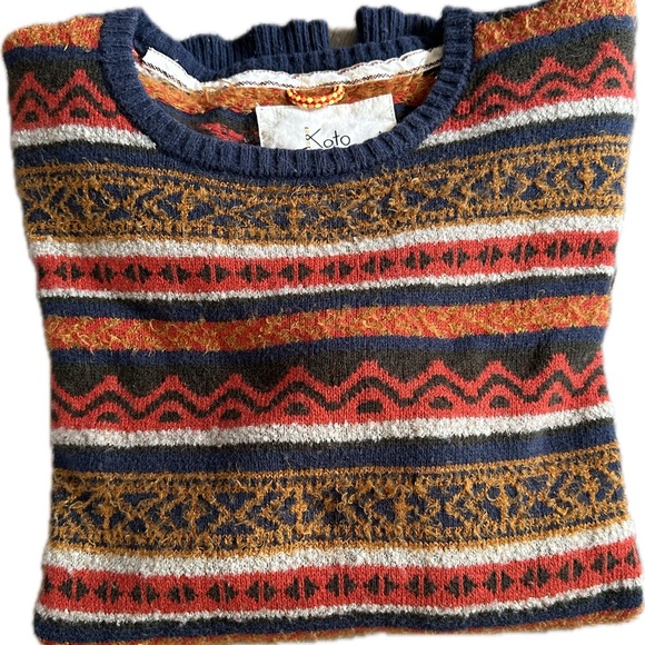 Xoto Men's Striped Crewneck Sweater - Red, Blue, and Gold - Picture 1 of 7